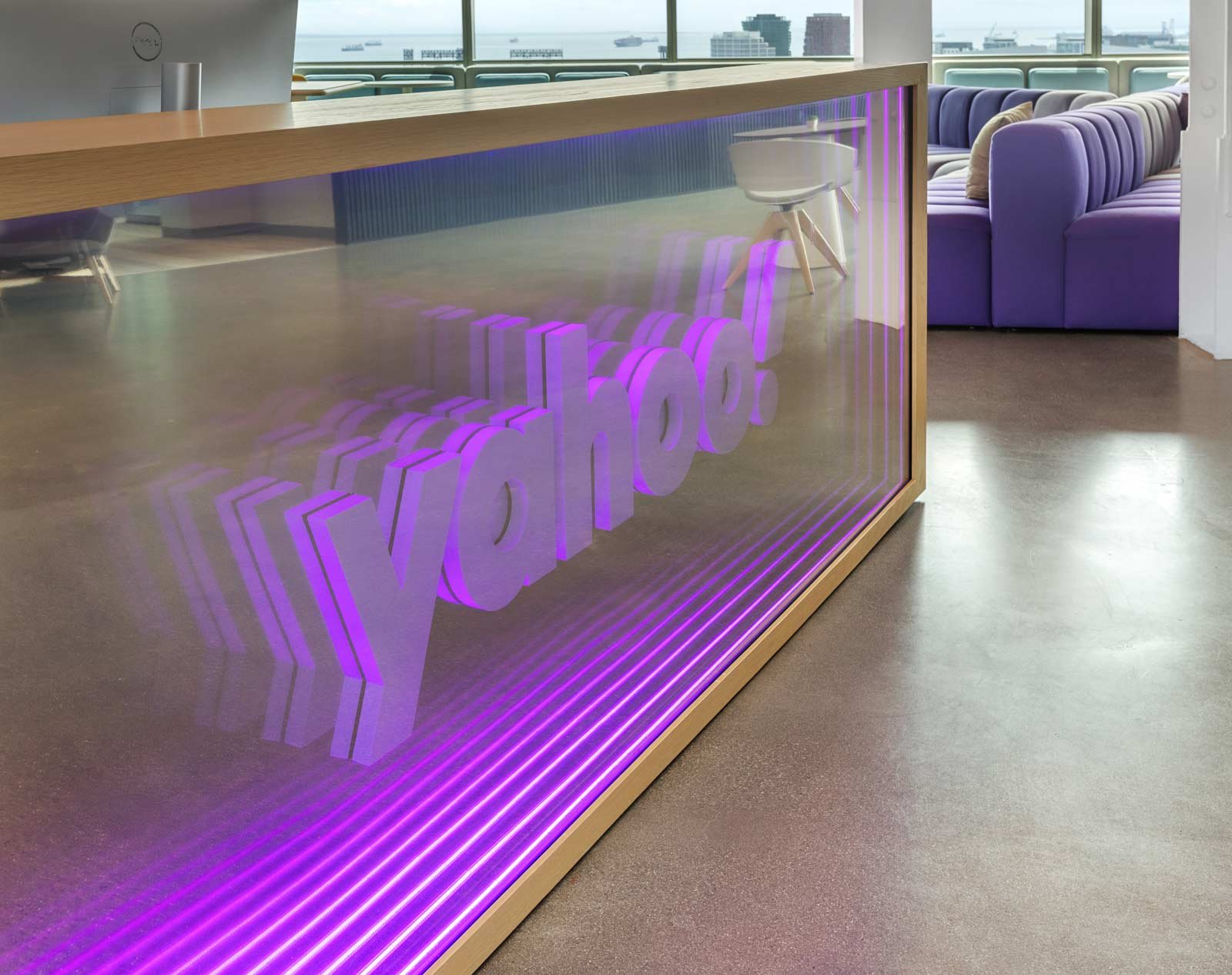 custom reception desk for Yahoo designed by Platform